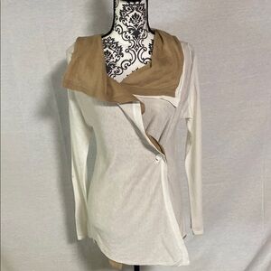 Soma Layered Knit Somerset Sweater Ivory/Camel Small NWT Cotton and Modal blend